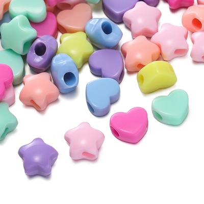 30pcs Acrylic Mixed Color Large Hole Beads Heart Star Shaped Spacer Beads for DIY Necklace Bracelet Jewelry Making Finding
