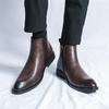 Fashion Brand Men Side Zipper Business Chelsea Shoes Casual Leather Outdoor Motorcycle Boots Fashion Handmade Flat Designer Ankle Boots