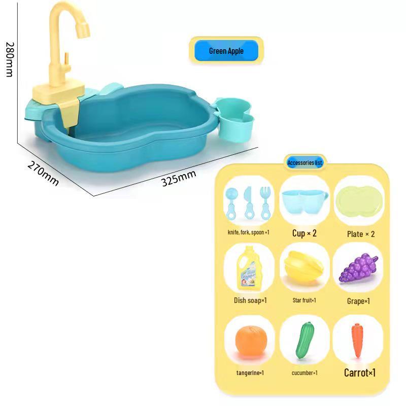 Children's Pretend Play Electric Sink with Circulating Water and Vegetable Washing Features