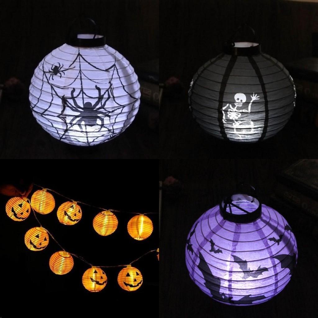 Zeitlos gestaltete LED-Papierkürbis-Laterne mit Spinne und Fledermaus für die perfekte Halloween-Dekoration