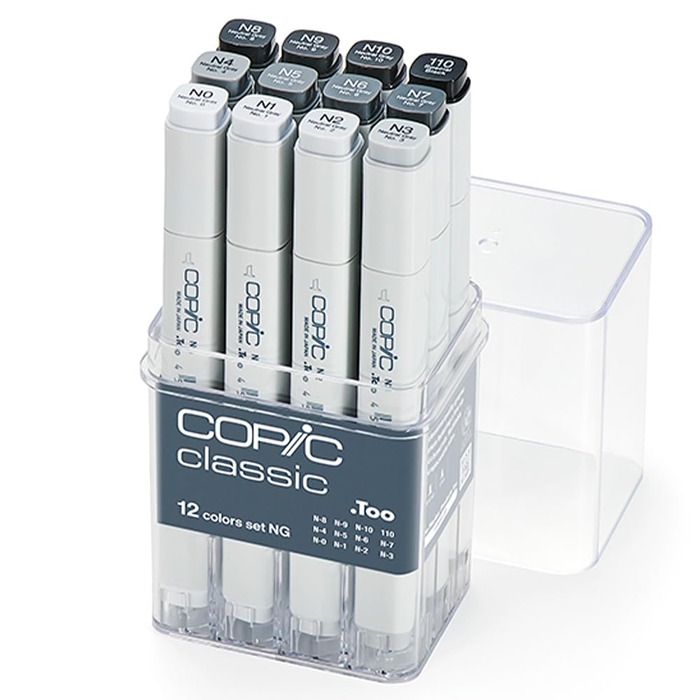 Copic Classic 12-Color Set - Professional Art Markers for Drawing & Design