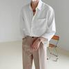 Men's Korean Style Wrinkle-Free Long Sleeve Shirt - Spring & Autumn Draping, Versatile Solid Color