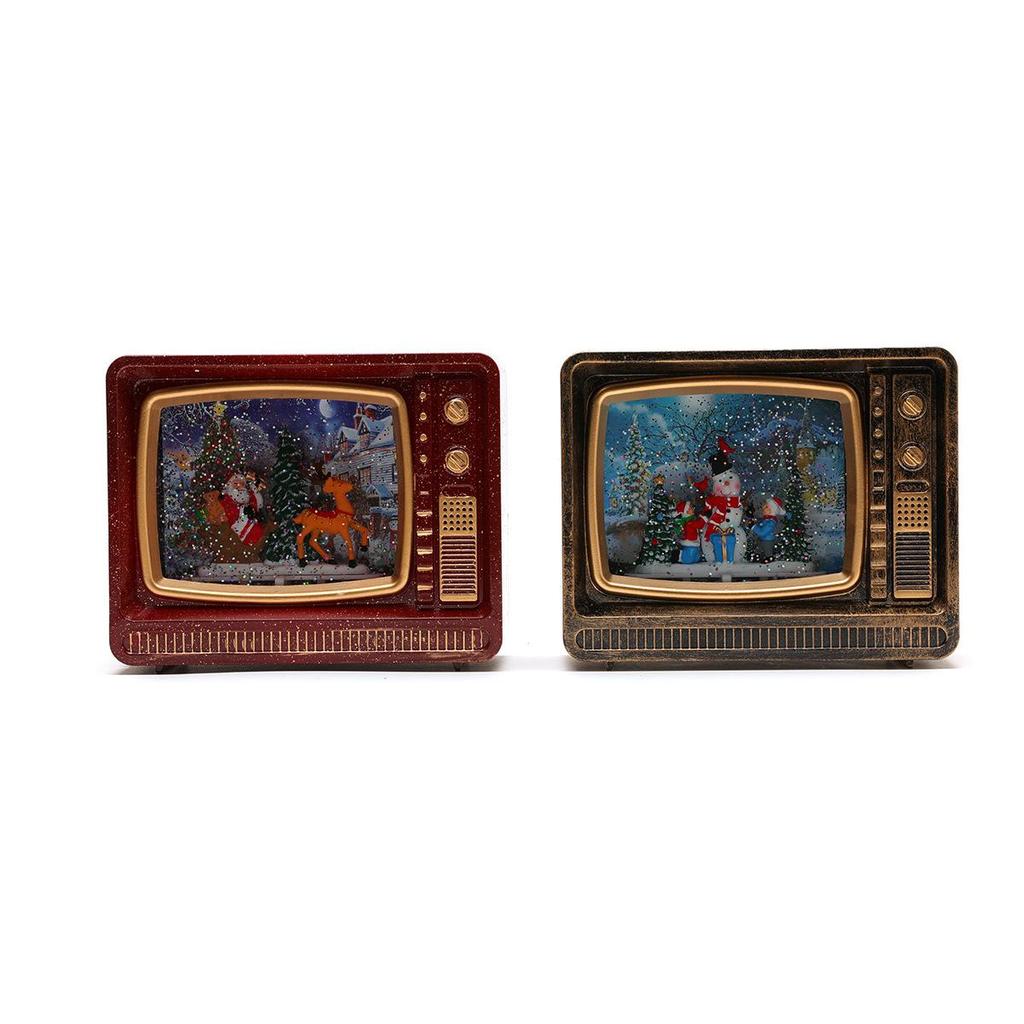 Christmas Musical Snowing TV Ornament Night Light Gift