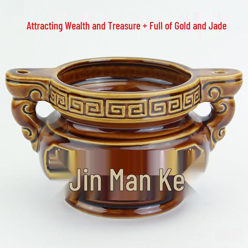 Copper Alloy Incense and Candle Holder - Handmade Ceramic Base for Home Use