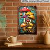 2D Flat, Vintage Colorful Mushrooms Aluminum Sign - Retro Forest Wall Decor Cabin Decor, Forest Themed Room, Rustic Home, Witchy Space, Plant Lover