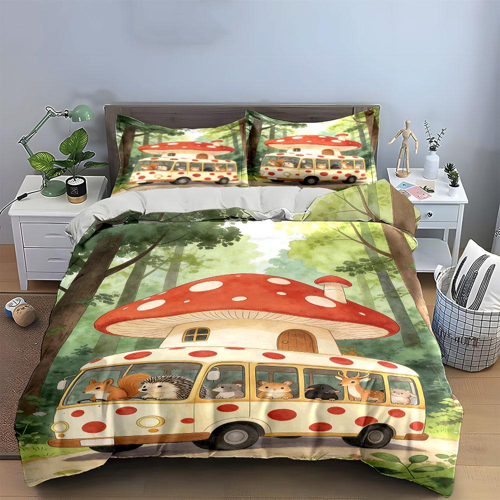 Mushroom House and Animals. Bedding Sets Duvet Cover Sets Duvet Covers Pillowcases(1 * Duvet Cover 2 * Pillowcases Without Duvet Insert)