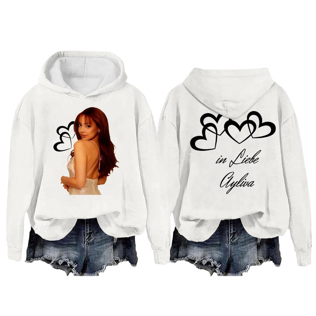 Women's Fashion Casual Long Sleeve Loose Printed Pullover Sports Long Sleeve Hooded Sweatshirt