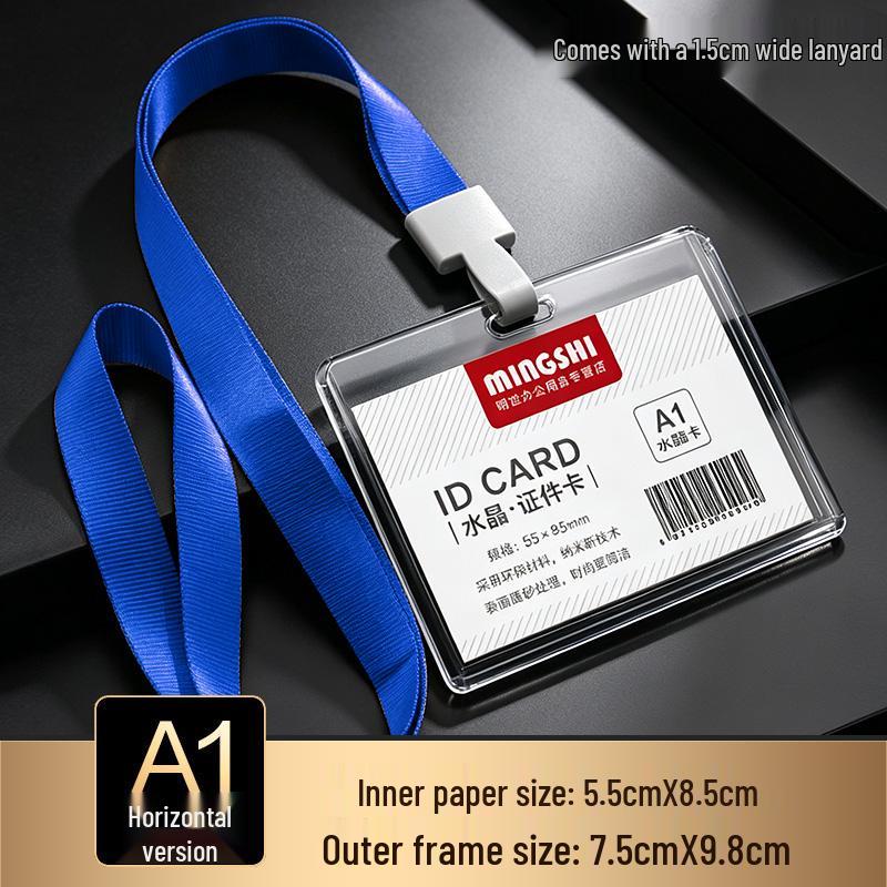 Transparent Acrylic ID Badge Holder with Lanyard - Employee or Work Card Protective Cover