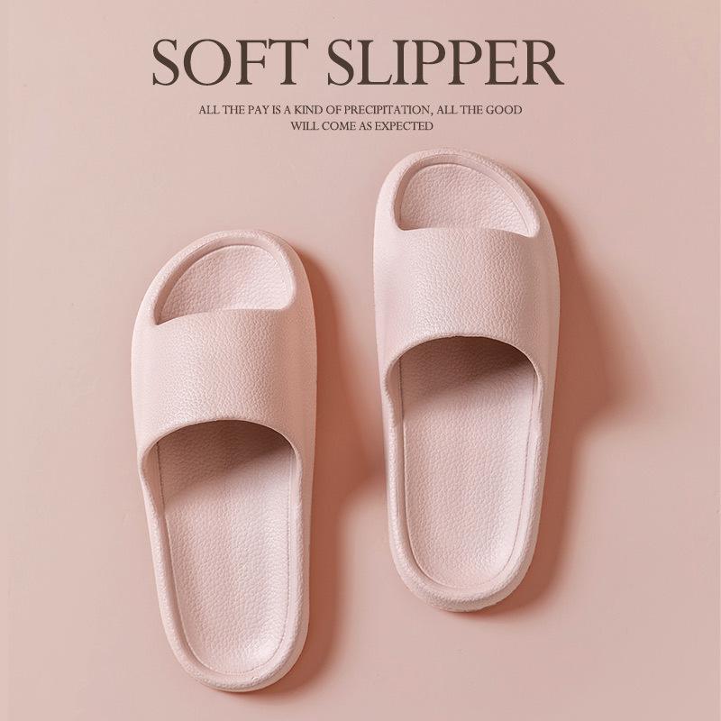 Leather pattern cool slippers thick bottom men's and women's home non-slip bathroom non-smelly feet home indoor summer