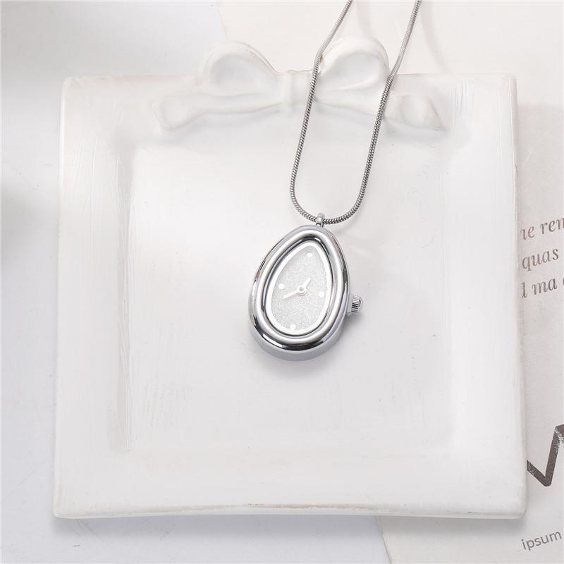 Versatile Square Water Droplet Shape Watch Necklace Fashion Women's High Quality Stainless Steel Pendant Watch Necklace Jewelry