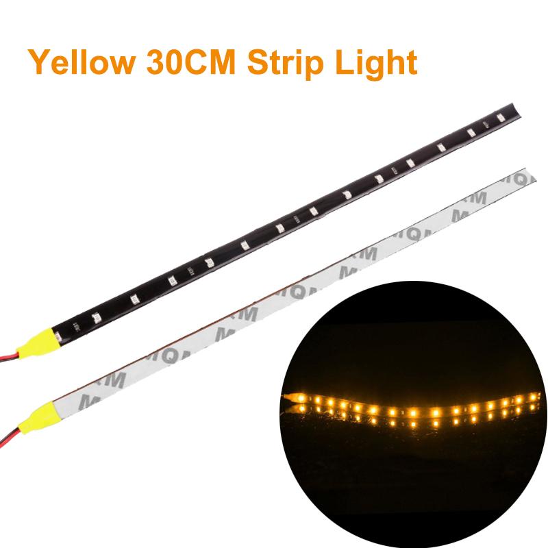 1/4/10 30CM LED Strip Lights Car Styling Decorative Ambient Light 15SMD Waterproof LED Flexible Atmosphere Light Red Yellow Bule