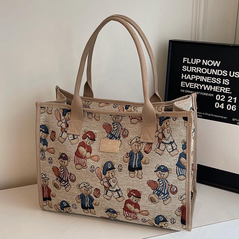 Summer Women's Bag Women's New Large Capacity Women's Commuting Canvas Bag Printed Hand Tote Bag Shoulder Bag