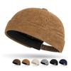 Fashion Adjustable Corduroy Brimless Cap Streetwear Retro Beanie Docker Caps Dome Hat Solid Color Hip Hop Hats Men Women