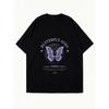 Oversized T-Shirt Black Butterfly Aura Graphic Print With Text Statement Casual Streetwear Fashion Top For Women