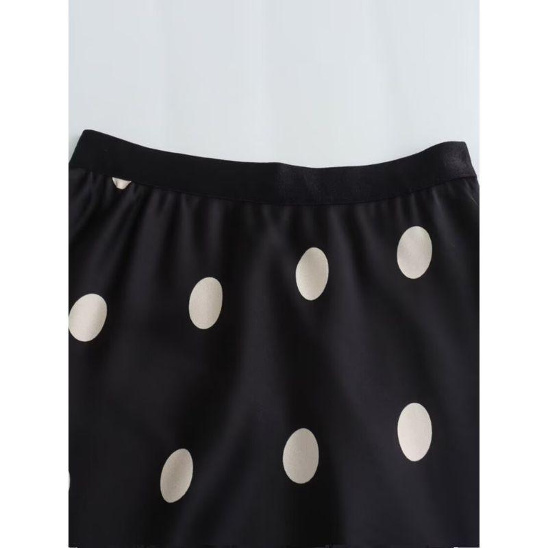 Kaslead New Arrival Women's Fashion Style Fashion Polka Dot Elastic Waist Long Satin Skirt