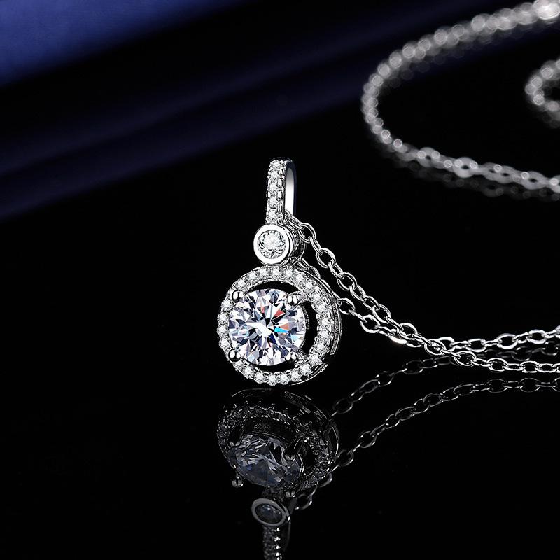 Necklace For Women Sterling S925 Silver With White Gold Plated Lab Diamond Jewelry Wedding Pendant ZircomGood product
