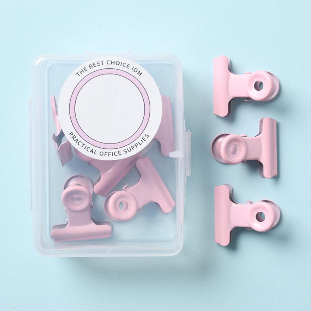 8pcs Metal Hinge Clips Rounded Head Rust Prevention Bull Binder Clamps File Clamps for Ticket Test Paper Sakura Roseate