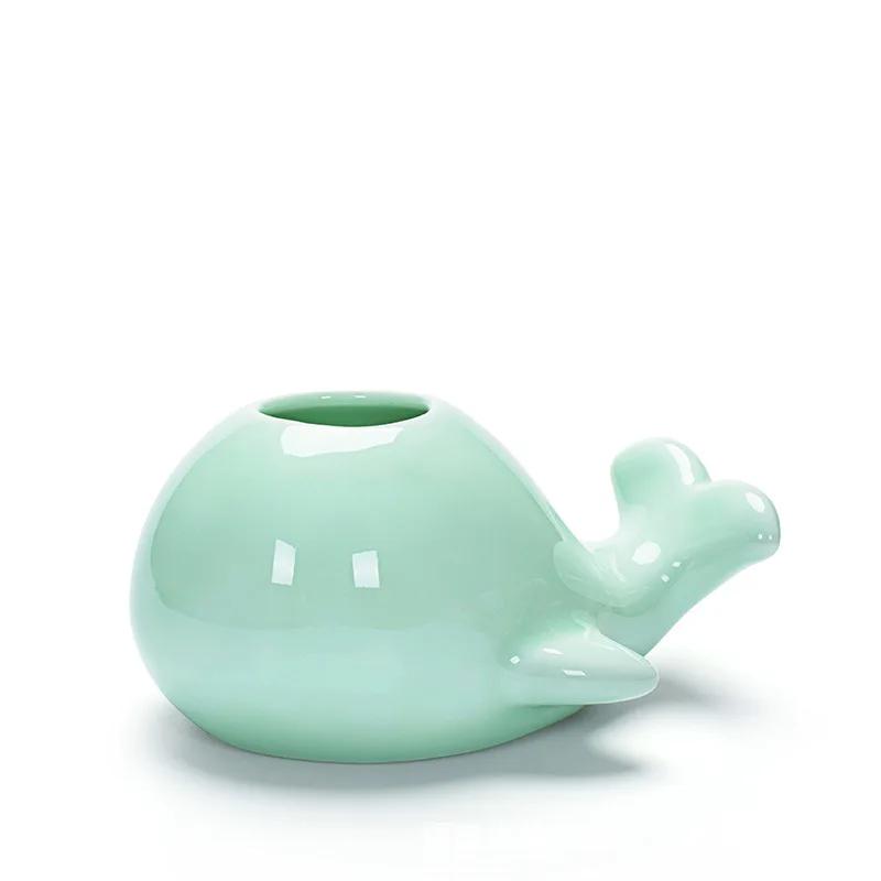 3D Home Furnishing Crafts Hydroponic Flower Inserted Creative Celadon Whale Elephant Flower Pot,home Ceramic Pot Vase Decoration