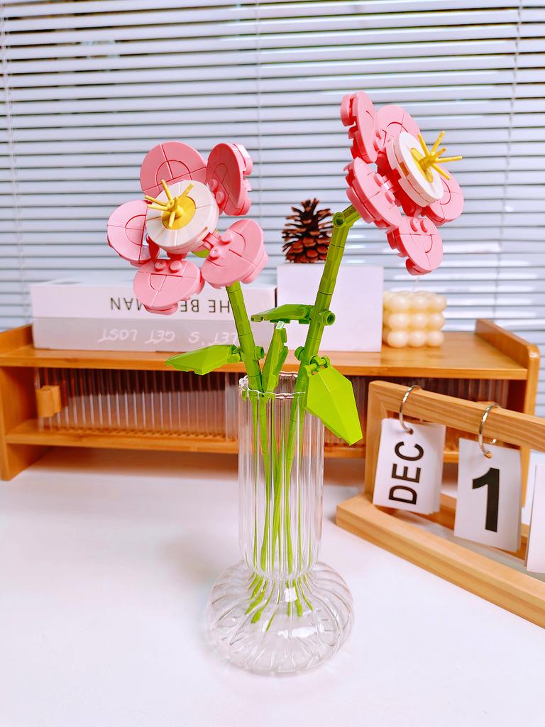 Blocchi da Costruzione Bouquet Rosa Girasole Eterno, Mini Mattoncini Fai da Te per Adulti, Regalo che Non Appassisce per San Valentino Anniversario Decorazione per la Casa