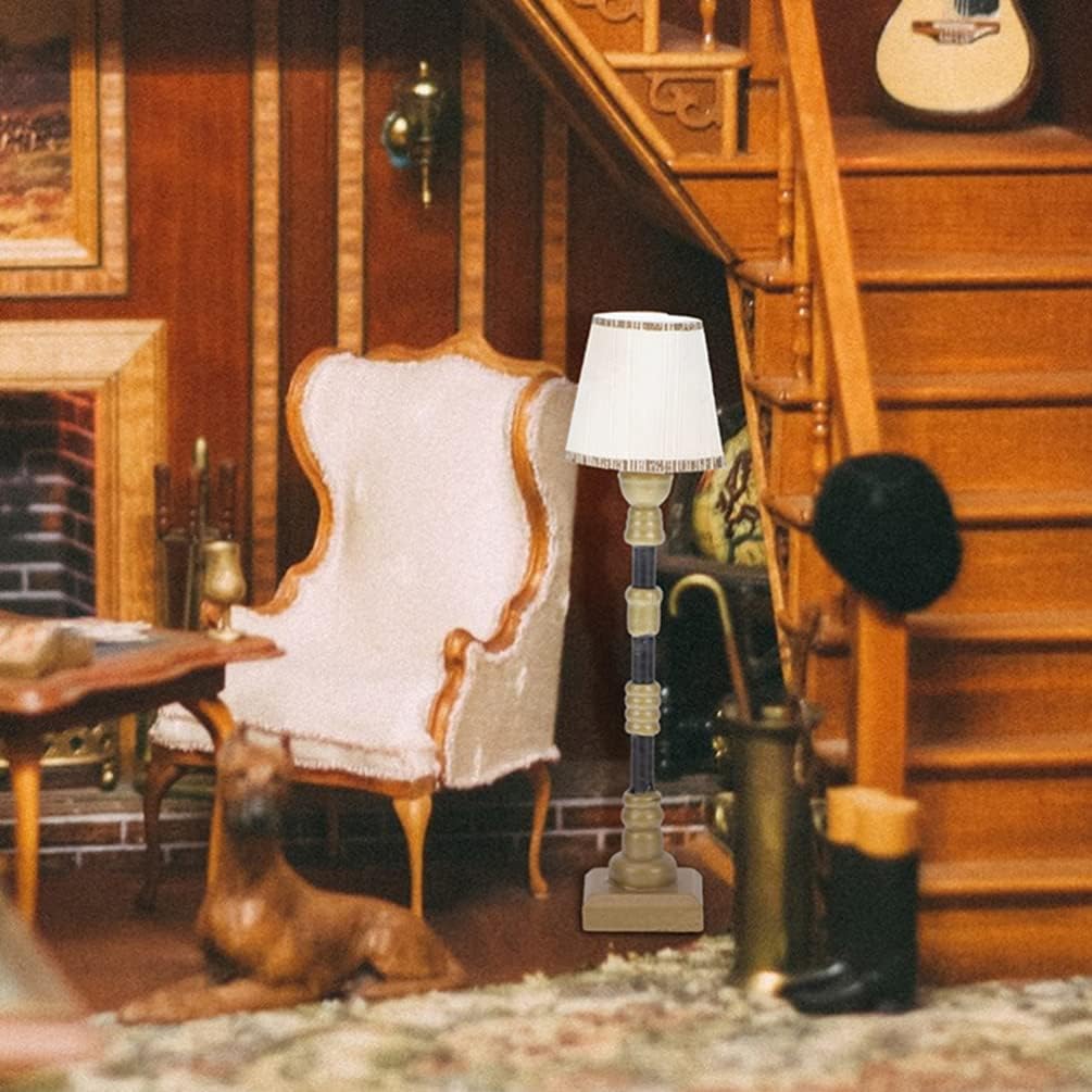 Mini Puppenhaus Stehlampe 1:12 LED Miniatur Beleuchtung Tisch Lampe Modell Desktop Ornament für Puppenhaus Dekor Möbel Zubehör Pack von 2