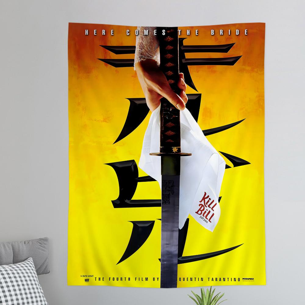 Classic Movie KKill BBill Anime Tapestry Hanging Tarot Hippie Wall Rugs Dorm Wall Hanging Sheets