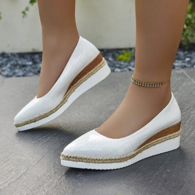Fashion Women Shoes Fashion Pointed Leather Single Shoes Shallow Mouth Thick Sole Casual Loafers Lady Wedge Platform Shoes Zapatos Mujer