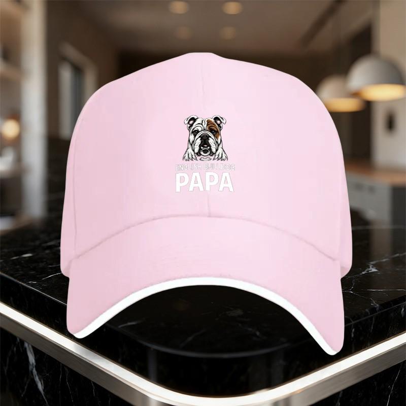 English Bulldog Papa Baseball Cap Cotton Adjustable Casual Dad Hat for Unisex Outdoor Sun