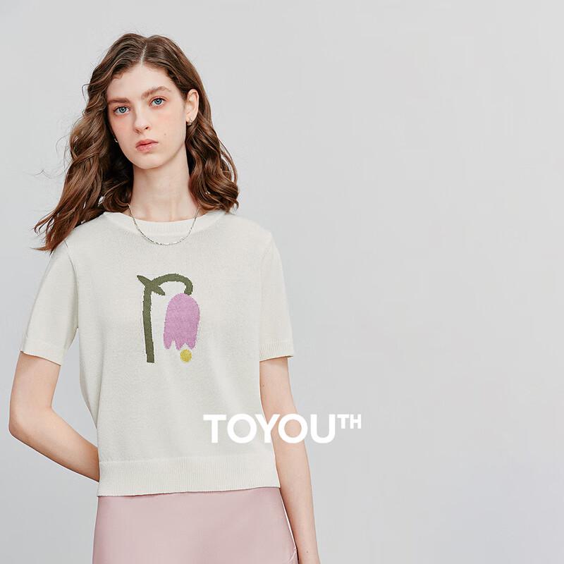 

Women s Floral Jacquard Ice Silk Knit Top S