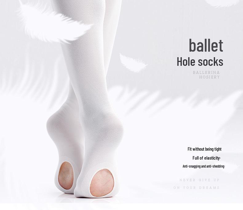Șosete de Balet Peste Genunchi pentru Fete - Colanți Subțiri de Vară Albi cu Găuri