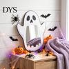 Halloween Wall Mirror Wooden Decorative Mirror, Pumpkin Ghost Bat Witch Cartoon Lightweight Decor, Fun for Entryway Party, Festive Home Ornament