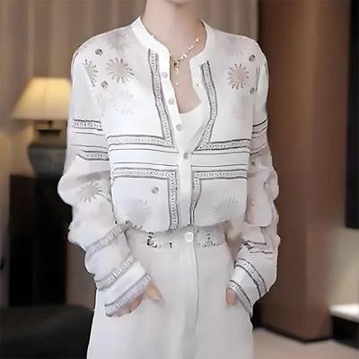Women New Design Loose Temperament Fashion Top French Resort Style Sunsn Floral Long-sleeved Shirt For