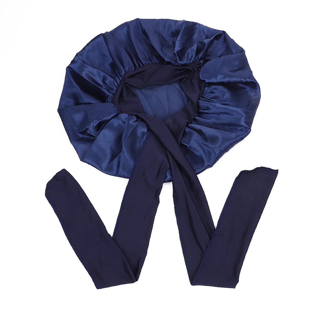 Women's Satin Sleep Cap with Elastic Ribbon - Large Hair Protection Cap for Home Use