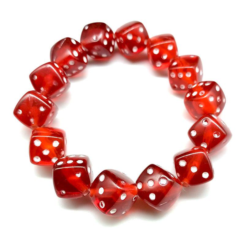 

Colorful Acrylic Dice Beads Stretch Bracelets Funny Game Lucky Dice Bracelets Women Fashion Jewerly красный