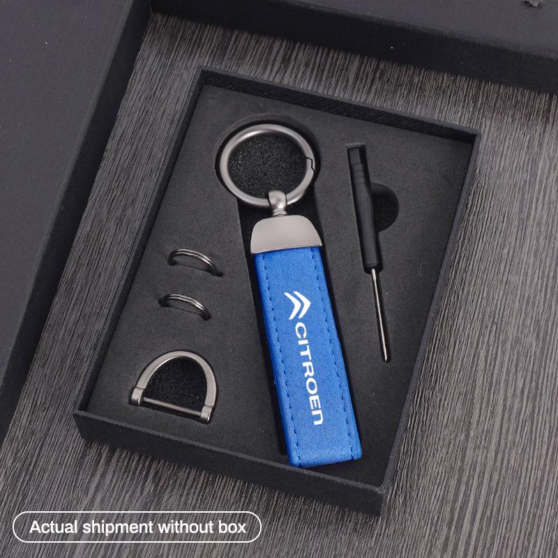 Metal Suede Key Ring Keychain Car Logo Accessories For Citroen C1 C2 C3 Vts C4 Saxo C4L C5 C6 C8 Xsara Picasso Berlingo Cactus