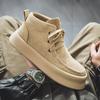 Casual Men's High Top Suede Leather Shoes Autumn Winter Platform Non-slip Rubber Sole Comfortable Lace-up Footwear Size 38-44