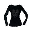 2KWEIRD Gothic Harajuku Vintage Punk Emo Meisjes Lange Mouw T-shirt Sexy Slank Chic Bedrukking Crop Tops Grunge Y2K Esthetiek Dames Streetwear