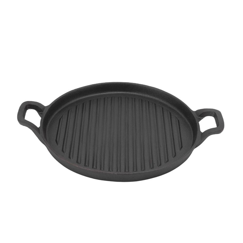 Ribbed Surface Grill Pan Round Flat Bottom Stovetop Griddle Practical Barbecue Pan  Barbecue Steak