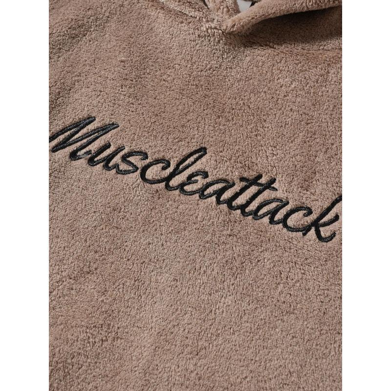 2026 Fall/Winter Embroidered Letter Top - Solid Color, Athletic, Casual Top