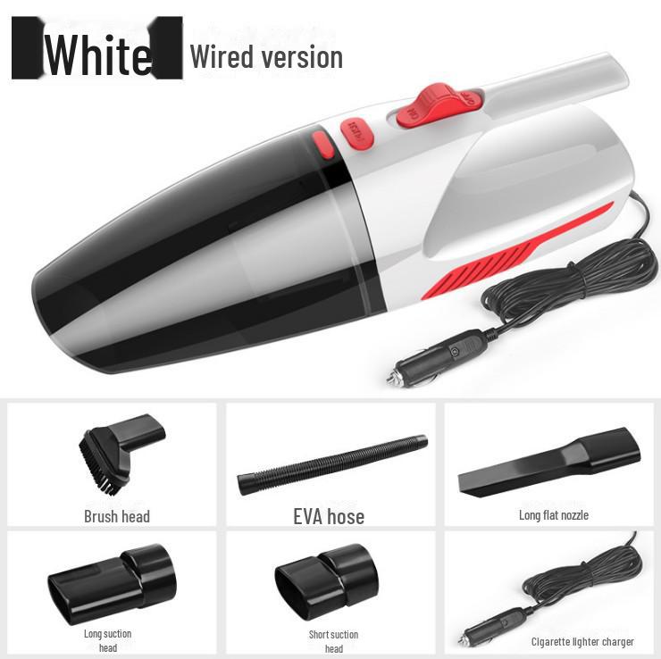 

Компактный ручной автомобильный пылесос: Маленький, мощный, двухцелевой, для влажной и сухой уборки, с подсветкой Wired белый