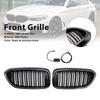 Gloss Black Double Slat Front Kidney Grille Fit BMW 5 Series G30 G31 2017-2020