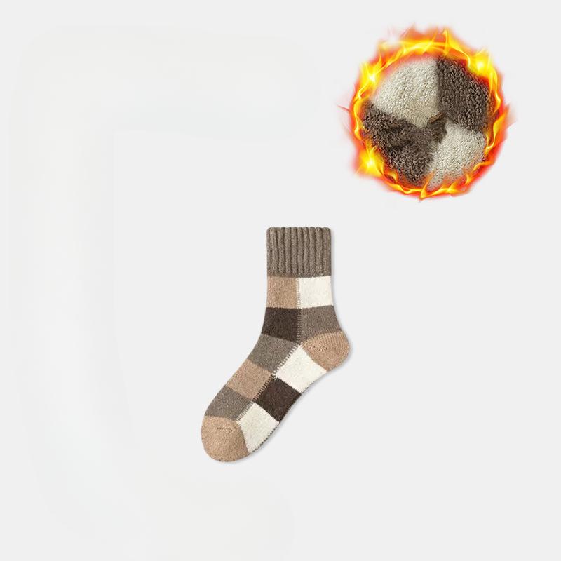 Men's Winter Pure Cotton Thickened and Fleece Loop Warm Mid Calf Socks