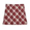 Women's 2025 Retro High-Waist Wool Blend Plaid Mini Skirt - Petite Bodycon A-Line for Autumn/Winter