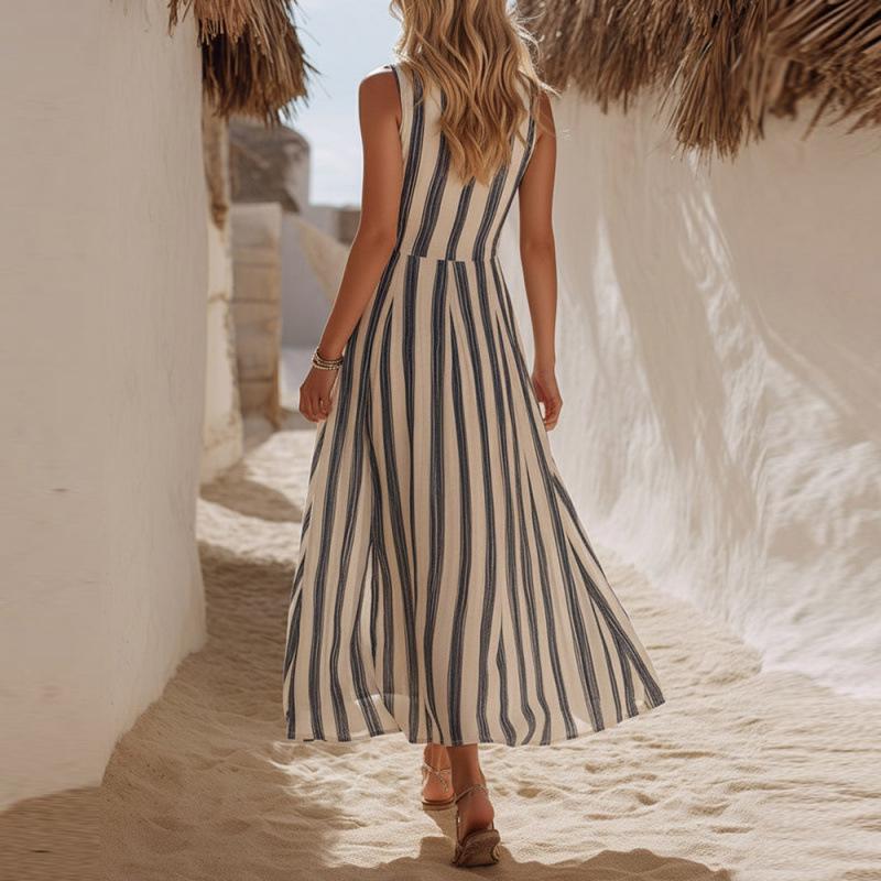 2026 European & American Bohemian Deep V-Neck Beach Dress