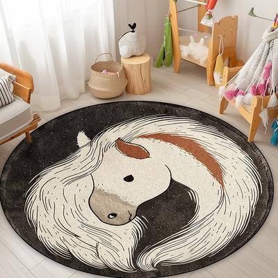 Cute Small Animals Round Carpet Living Room Home Decoration Short Pile Bedroom Soft Rugs Childrens Rest Area Non-slip Floor Mats