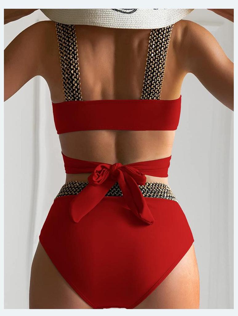 2023 European & American Women's Sexy Criss-Cross Backless Bikini Swimsuit