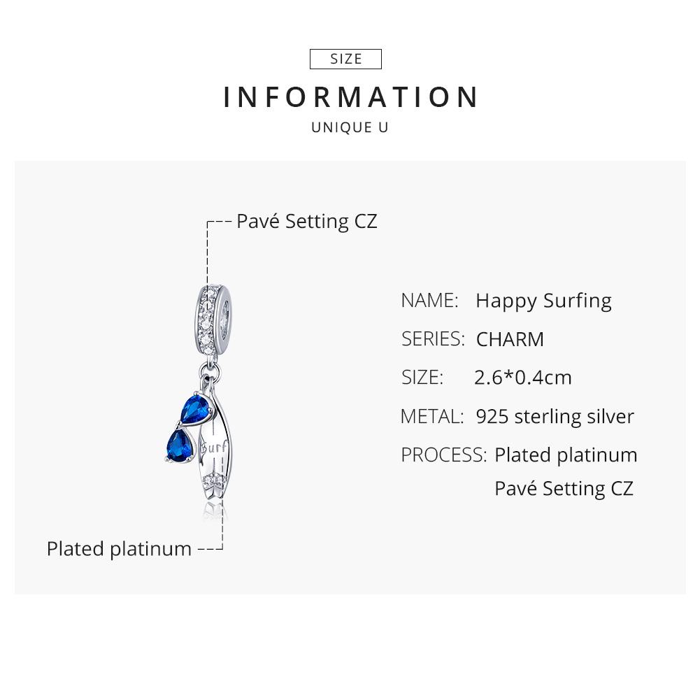 Breloc cu margele cu pandantiv din argint 925 BAMOER pentru brățară originală