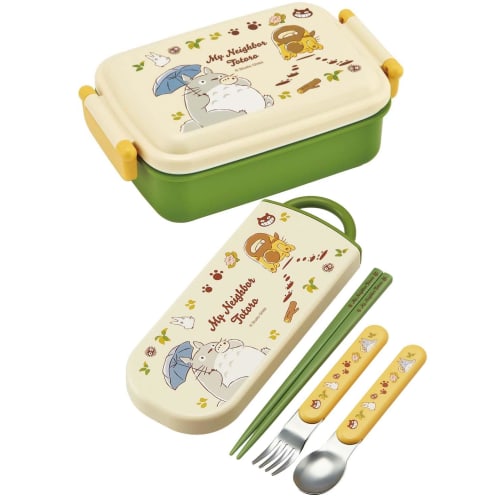 Skater Children's Lunch Box Trio Set Chopsticks Spoon Fork Kids Cutlery Antibacterial Treatment Easy To Open Sliding Type Made In Japan Ghibli Totoro