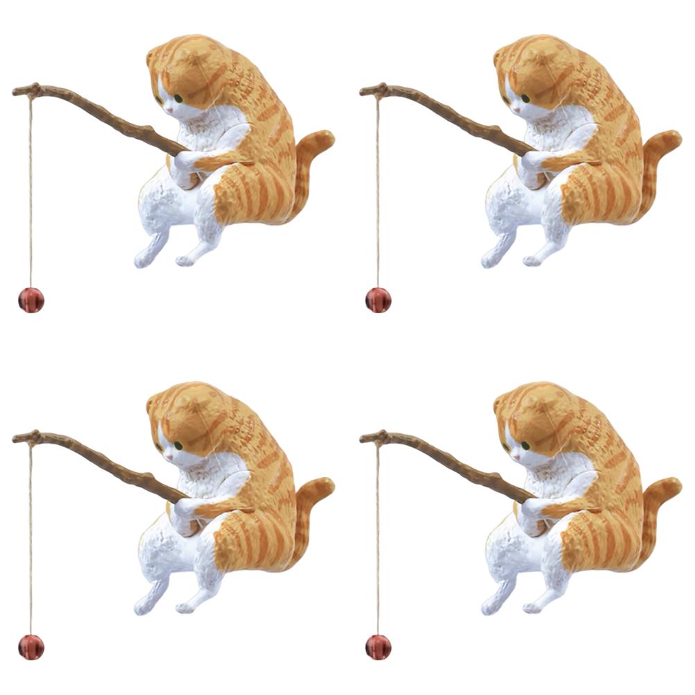 1-5pcs Fishing Cat Ornaments Sitting Fishing Little Cat Statue Fish Landscaping Cartoon Figurine Water Tank Aquarium Decorations