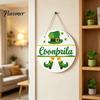 Weather Resistant Wood Sign St. Patrick's Day Wooden Door Sign, Luck Clover Green Hat Themed Hanging Outdoor Waterproof Holiday Plaque, Decorative