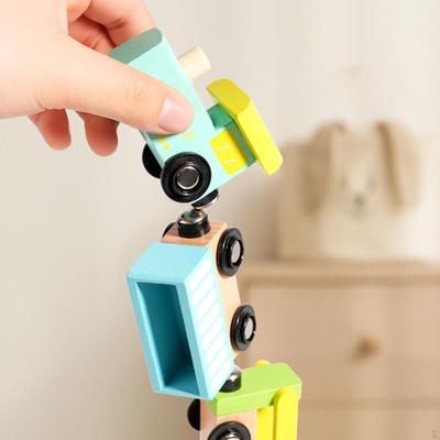 Wooden Toy Train Set Preschool Small Vehicle for Girls Children Toddlers